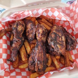 Fat Les's Chip Stand & Wham Burger! - Smoked jerk chicken wings!