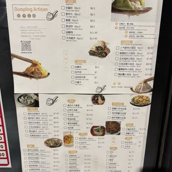 Dumpling Artisan - front door menu. - Noodles Near Me - Rancho Cucamonga, California