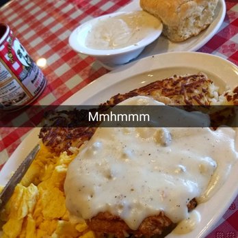 Mo's Egg House - Chicken Fried Steak! Comes with eggs, potatoes and a biscuit and gravy. - Breakfast & Brunch Near Me - Temecula, California Mo's Egg House - Chicken Fried Steak! Comes with eggs, potatoes and a biscuit and gravy. - Breakfast & Brunch Near Me - Temecula, California