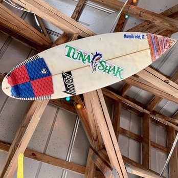 Tuna Shak - a surfboard hanging from the ceiling - Tiki Bars Near Me - Murrells Inlet, South Carolina Tuna Shak - a surfboard hanging from the ceiling - Tiki Bars Near Me - Murrells Inlet, South Carolina