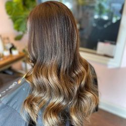 Natural balayage with organic hair products