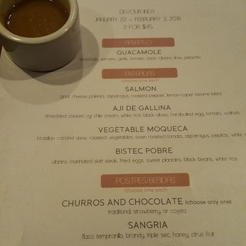 Delicia - Winter 2018 devour menu with complimentary soup - Latin American Near Me - Indianapolis, Indiana