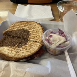 Pastrami sandwich ('Strami) with side of cabbage salad. Best pastrami I've had