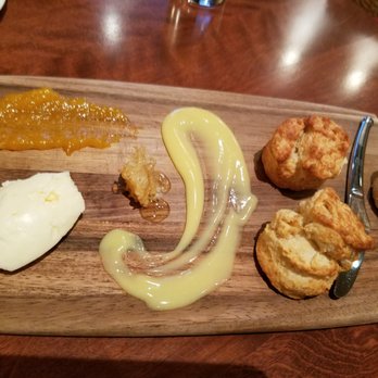Mesh Restaurant - Biscuits and Jam (w apricot jam, butter, honeycomb, and lemon curd) - New American Near Me - Indianapolis, Indiana