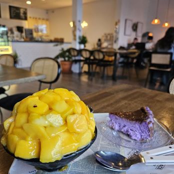 Our Place Dessert Cafe - Mango bingsu and ube basque - Cafes Near Me - Edmonds, Washington