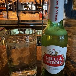 Butterfly Burger - Water and Stella.