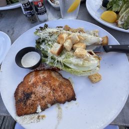 Smoked Caesar salad with salmon