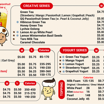 Gong Cha - menu with new price - Bubble Tea Near Me - Brooklyn, New York