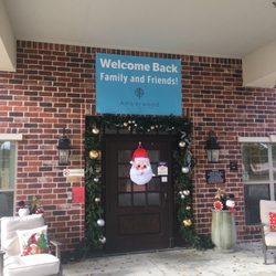 Amberwood Health + Rehabilitation - Front door decorated for the holidays