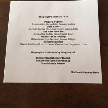 The People's Pub - Daily cocktail list - Gastropubs Near Me - Chatham, New York