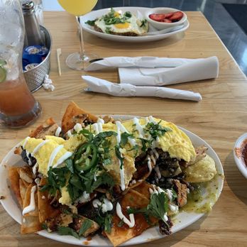 AR's Breakfast & Brunch - Chilaquiles w chicken. With both Red and green sauce. - Breakfast & Brunch Near Me - Overland Park, Kansas AR's Breakfast & Brunch - Chilaquiles w chicken. With both Red and green sauce. - Breakfast & Brunch Near Me - Overland Park, Kansas