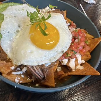 Burnt Crumbs - Shredded beef chilaquiles - New American Near Me - Irvine, California