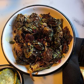 Oak & Ember - Brussel Sprouts with crispy bacon - Halal Near Me - Ontario, California