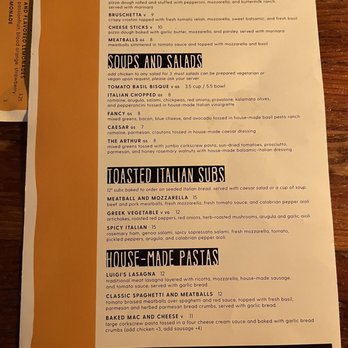 Luigi's Pizza - a menu for a restaurant - Pizza Near Me - Madison, Wisconsin