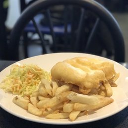 Halibut and fries with coleslaw!  Image taken on my iPhone 7