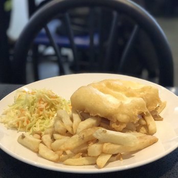 Halibut House - Halibut and fries with coleslaw!  Image taken on my iPhone 7 - Fish & Chips Near Me - Etobicoke, Ontario