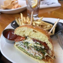 Northstar Cafe - Chicken and Avocado Sandwich, Fries and Garlic Aioli, Fresh Tortilla Chips and Pimiento Cheese Dip