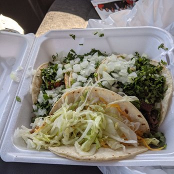 Rolberto's Mexican Food - 4 tacos: fish, chorizo, cabeza, and lengua - Mexican Near Me - Elko, Nevada