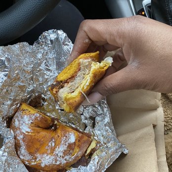 Hot Bagels Abroad - French Toast Bagel with bacon eggs cheese and Turkey. - Bagels Near Me - Bloomfield, New Jersey