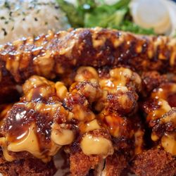 "The happy mix" - jumbo shrimp katsu, chicken katsu.