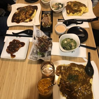 Kyuramen - Flushing - Omurice with Ika Geso Kara-age (Fried Squid Tentacles) & Thai Ice Tea & Takoyaki Octopus Balls - Ramen Near Me - Flushing, New York