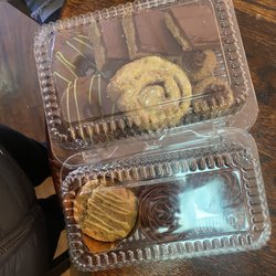Blooming Lotus Bakery - Orange roll, donuts, cashew bars. Hazelnut cookies, lemon poppyseed muffin, chocolate cupcakes