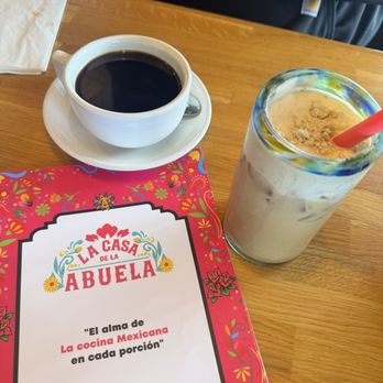 La Casa De La Abuela - café de olla and a cold mazapán latte with oat milk - Mexican Near Me - Pomona, California