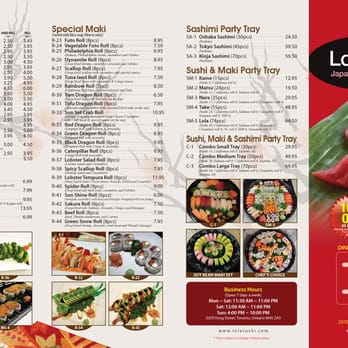Lola Sushi - Page 2 of Menu - Sushi Bars Near Me - Toronto, Ontario