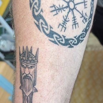 The Original Folk City Tattoo - JBIRD work, Viking King chest piece and the start of my right arm sleeve with Viking compass and Norsemen knotting - Tattoo Near Me - Suffolk, Virginia The Original Folk City Tattoo - JBIRD work, Viking King chest piece and the start of my right arm sleeve with Viking compass and Norsemen knotting - Tattoo Near Me - Suffolk, Virginia