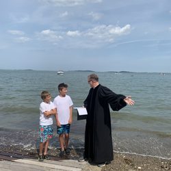 First Church of Squantum Cong - Open ocean baptism with Father Gray