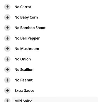 Hong Kong Station - What their online ordering customization option shows for this dish. - Chinese Near Me - Centennial, Colorado
