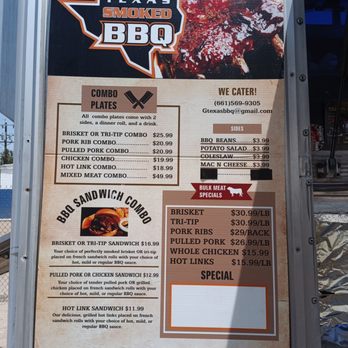 G's Texas Smoke BBQ - the menu - Barbeque Near Me - Bakersfield, California