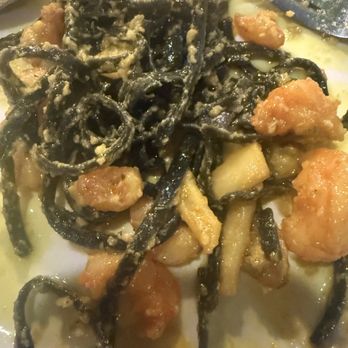 Due Cuori - Squid ink pasta with seafood. ( what was left of it lol) - Italian Near Me - Lake Park, Florida