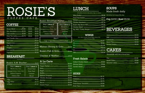 Menu photo 8 Rosie's Coffee Cafe Atlanta, GA