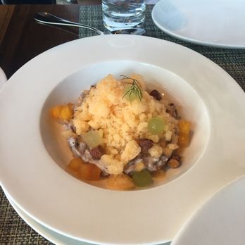 Riverpark - Dessert! Rice pudding with melon granita - New American Near Me - New York, New York Riverpark - Dessert! Rice pudding with melon granita - New American Near Me - New York, New York