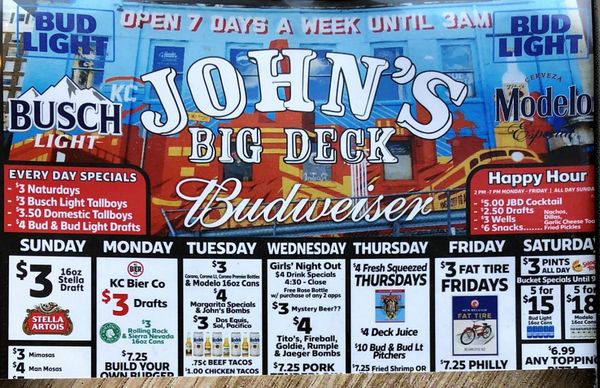 Menu photo 8 John's Big Deck Kansas City, MO