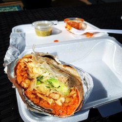 La Villita Carniceria - Chicken burrito all the way. Best burrito ever!! Sauces are delicious as well and are a must pairing!!