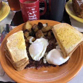 The Hungry Monkey - Poached Egs on Corned Beef Hash. Well prepared! - Breakfast & Brunch Near Me - Newport, Rhode Island