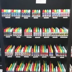 Vapor Max - One of the many juice brands,each flavor color coded for nic content levels