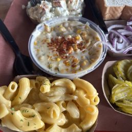 Mac and Cheese, Creamed Corn, Potato Salad