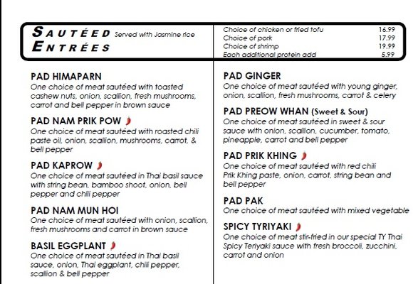 Menu photo 3 TY Thai Cuisine Lynchburg, VA