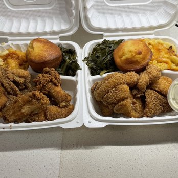 Simply Soulful - Fried chicken platter with Mac and Cheese. Catfish platter with Mac cheese - Desserts Near Me - Seattle, Washington