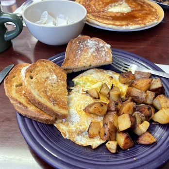 Angie's Coffee & More - 2 eggs over easy, potatoes and rye toast. - Coffee & Tea Near Me - Torrington, Connecticut Angie's Coffee & More - 2 eggs over easy, potatoes and rye toast. - Coffee & Tea Near Me - Torrington, Connecticut