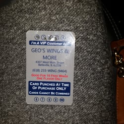 Geo's Wings & More - My punch card!