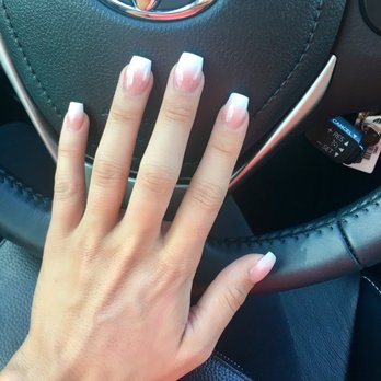 Carrollwood Nails - Ombré pink and white with coffin shape! Love my new nails :) - Nail Salons Near Me - Tampa, Florida Carrollwood Nails - Ombré pink and white with coffin shape! Love my new nails :) - Nail Salons Near Me - Tampa, Florida