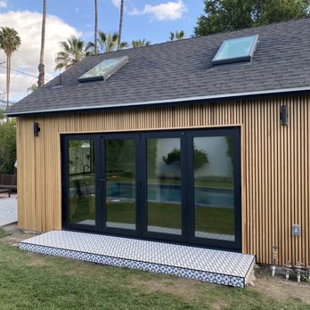 DKR Construction Inc - Exterior with cedar plank siding and tiled step - General Contractors Near Me - Los Angeles, California