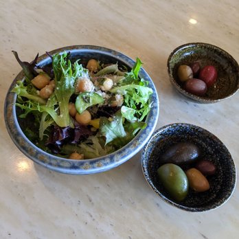 Wasuta Pasta - Side salad and olives - Japanese Near Me - Richmond, British Columbia