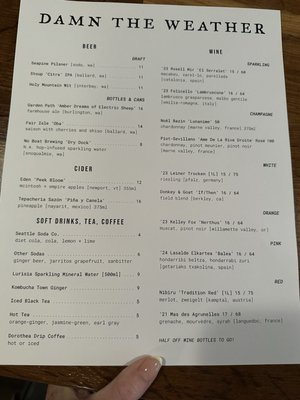 Menu photo 5 Damn the Weather Seattle, WA