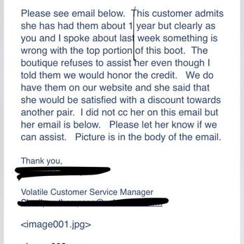 Apricot Lane - This is the vendor clearly stating the boots are defective. The store ignored me months ago when I first contacted. - Women's Clothing Near Me - Peoria, Illinois
