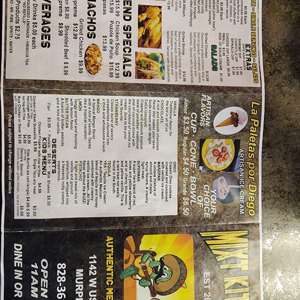 Mixt Kitchen - a menu for a mexican restaurant - Salad Near Me - Murphy, North Carolina